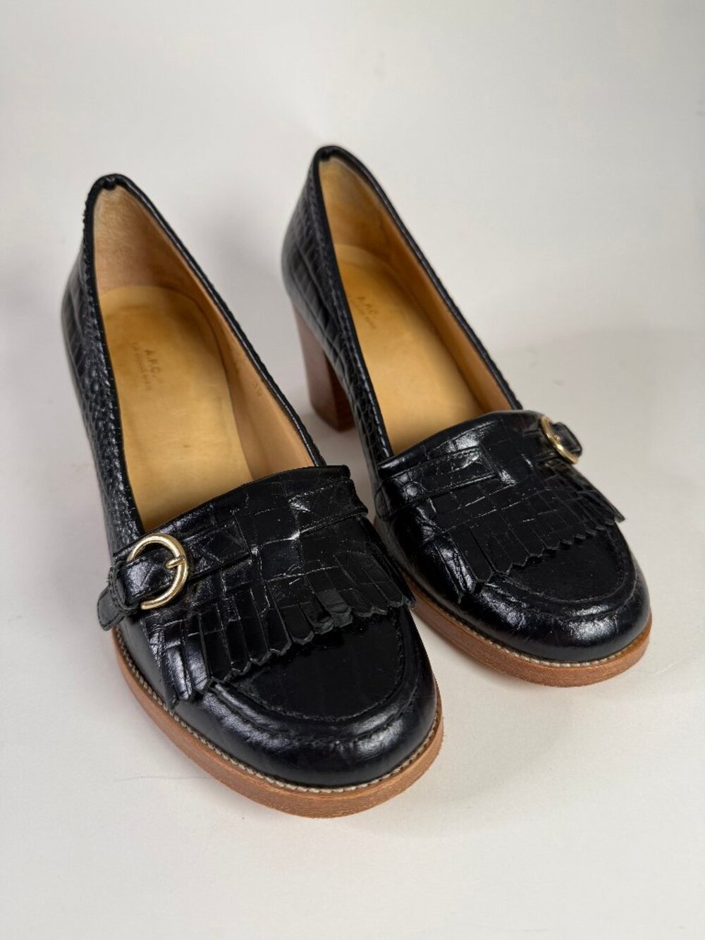 A.P.C. Women’s Black Loafers Heels Size EUR 39
